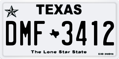 TX license plate DMF3412