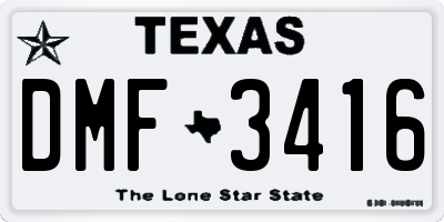 TX license plate DMF3416
