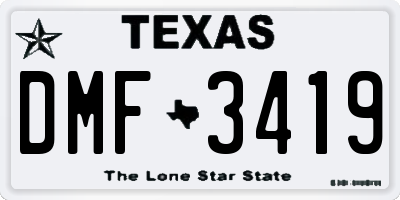 TX license plate DMF3419
