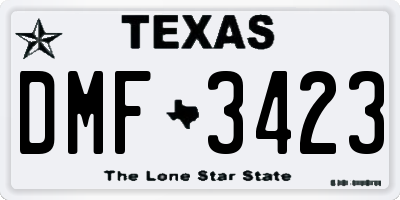TX license plate DMF3423