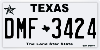 TX license plate DMF3424