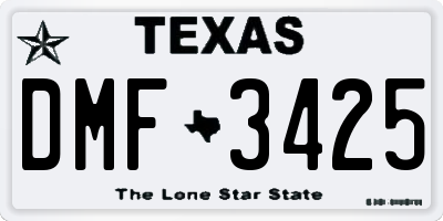 TX license plate DMF3425