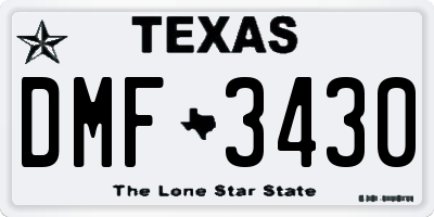 TX license plate DMF3430