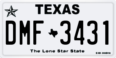 TX license plate DMF3431