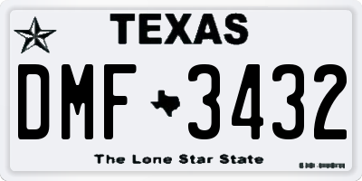 TX license plate DMF3432