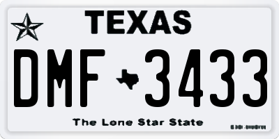 TX license plate DMF3433