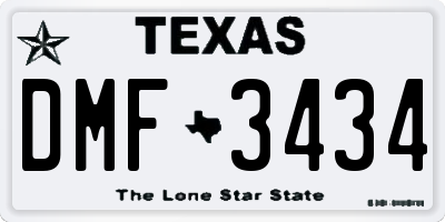 TX license plate DMF3434