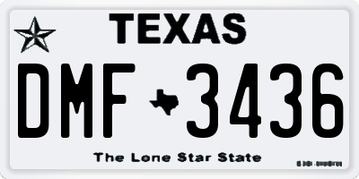 TX license plate DMF3436