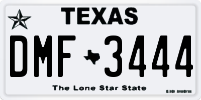 TX license plate DMF3444