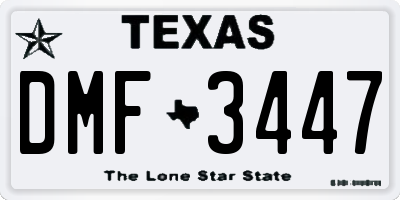TX license plate DMF3447