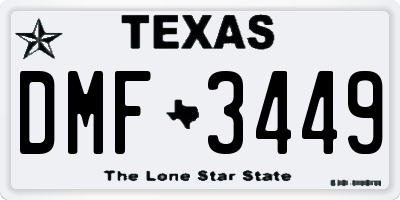 TX license plate DMF3449