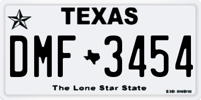 TX license plate DMF3454