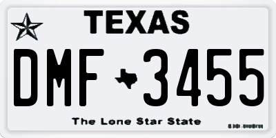 TX license plate DMF3455