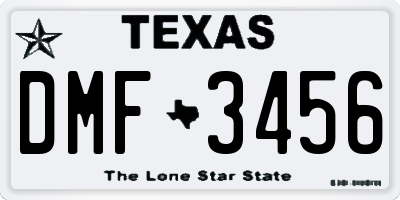 TX license plate DMF3456