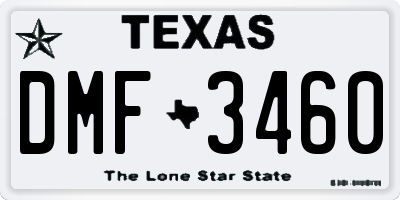 TX license plate DMF3460
