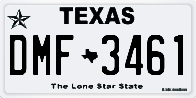 TX license plate DMF3461