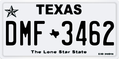 TX license plate DMF3462