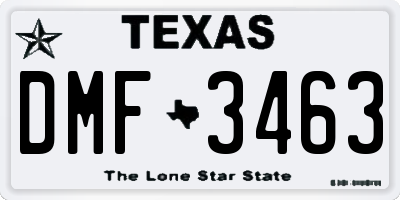 TX license plate DMF3463