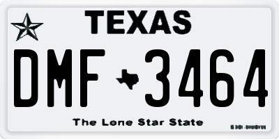 TX license plate DMF3464