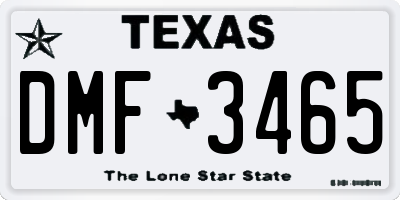 TX license plate DMF3465