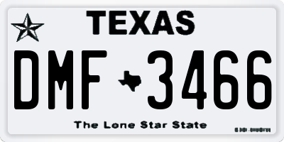 TX license plate DMF3466