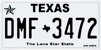 TX license plate DMF3472