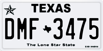 TX license plate DMF3475