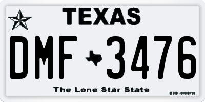 TX license plate DMF3476