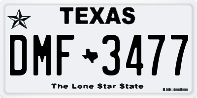 TX license plate DMF3477