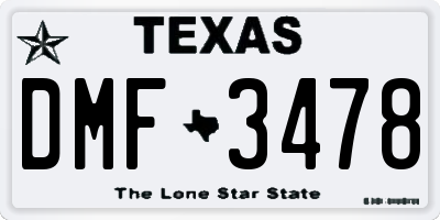 TX license plate DMF3478