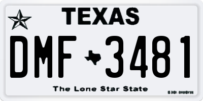 TX license plate DMF3481