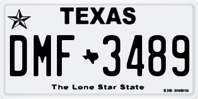 TX license plate DMF3489