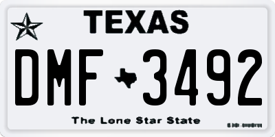 TX license plate DMF3492