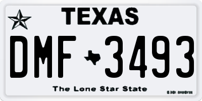 TX license plate DMF3493