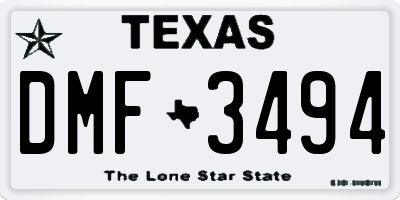 TX license plate DMF3494
