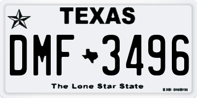 TX license plate DMF3496