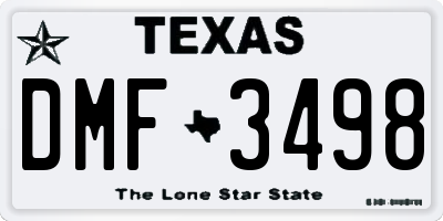 TX license plate DMF3498