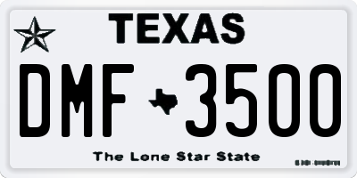 TX license plate DMF3500