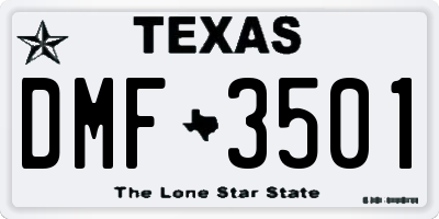 TX license plate DMF3501
