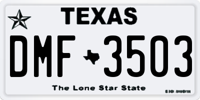 TX license plate DMF3503