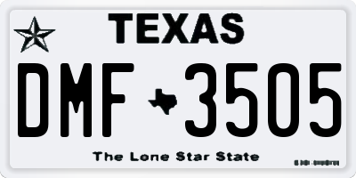 TX license plate DMF3505