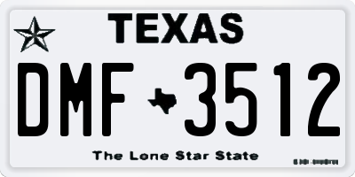 TX license plate DMF3512
