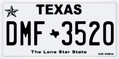TX license plate DMF3520