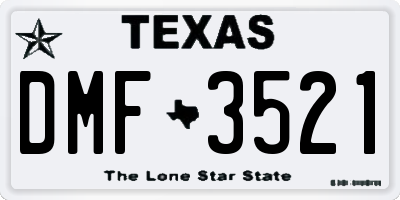 TX license plate DMF3521