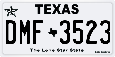 TX license plate DMF3523