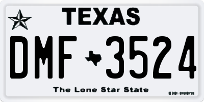 TX license plate DMF3524