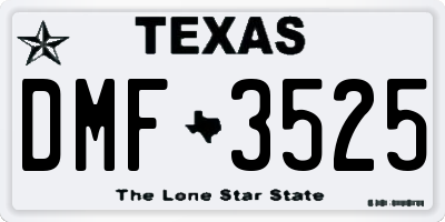 TX license plate DMF3525