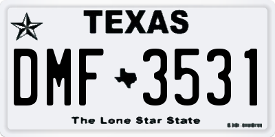 TX license plate DMF3531