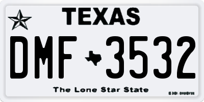 TX license plate DMF3532