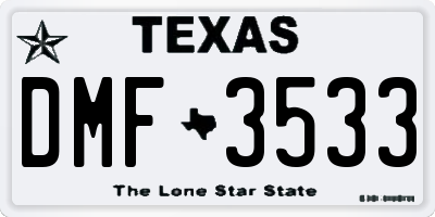 TX license plate DMF3533